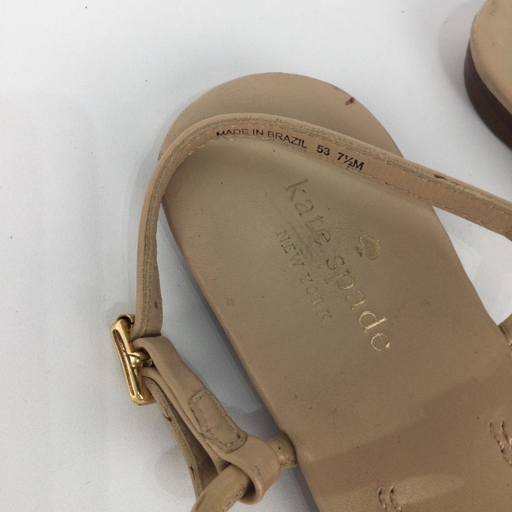 Kate Spade Tracie Tan Sandals Thongs with Gold Bows womens size 7.5 - Picture 4 of 6